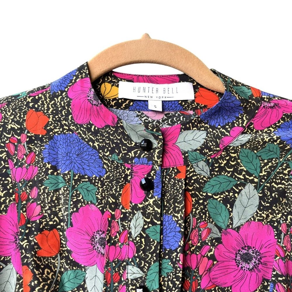 HUNTER BELL Women's Taylor Top Size S Multicolored Floral Vibrant Silk Blouse - Picture 5 of 5